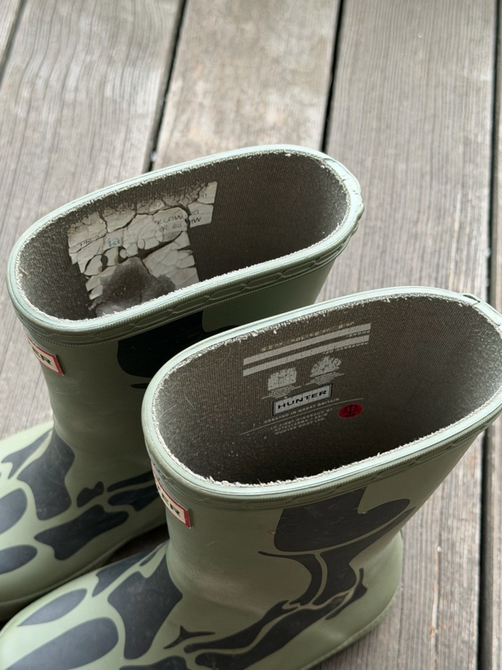 HUNTER Green Dinosaur Bone Rain Boots Size 9 - Picture 8 of 9